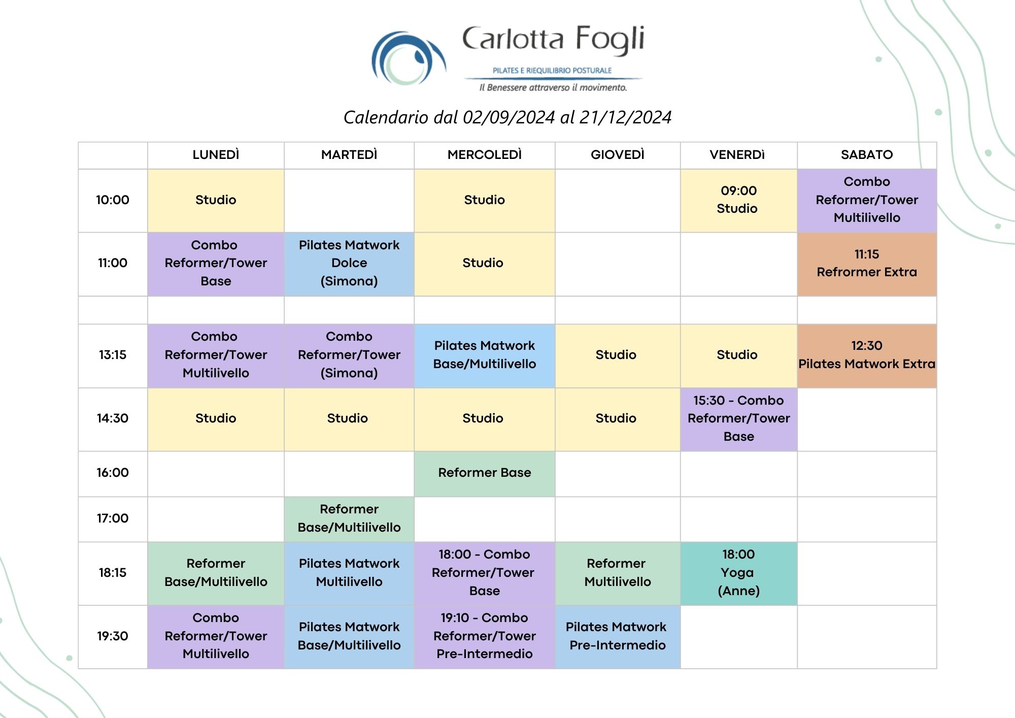 Calendario Corsi